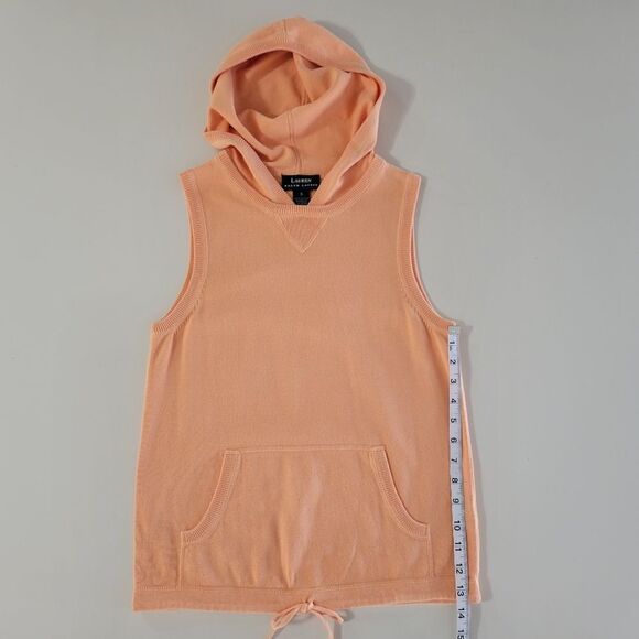 Lauren Ralph Lauren Peach Sleeveless Hoodie Sweatshirt-style Top - Picture 6 of 10